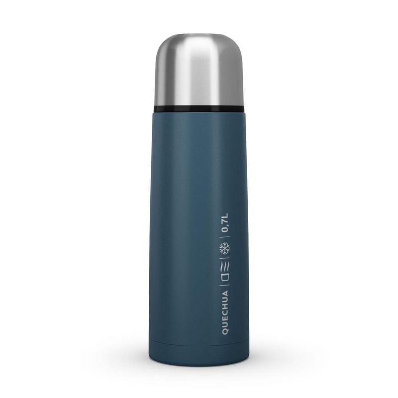 0.7 L stainless steel insulated flask with cup for hiking – Blue