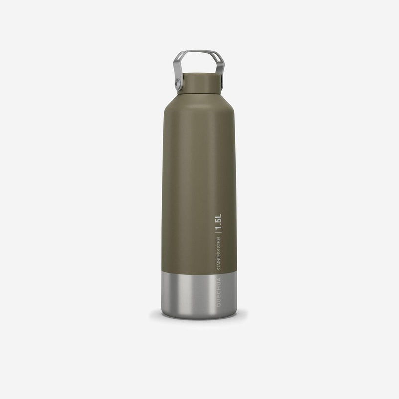 Stainless Steel Water Bottle with Screw Cap for Hiking 1.5 L – Khaki