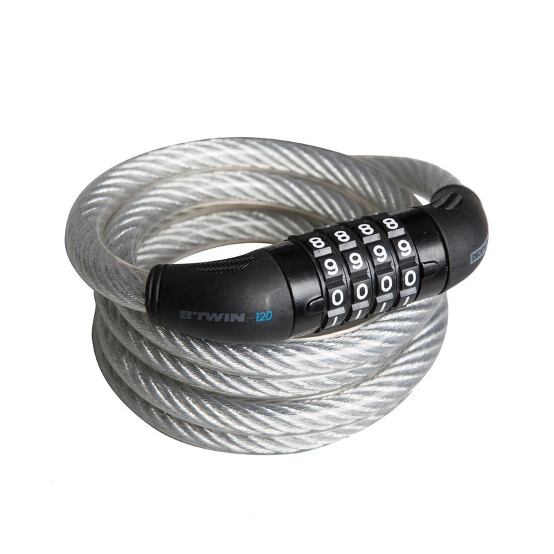 Bike Accessories Coil Cable Combination Lock 120 – Grey