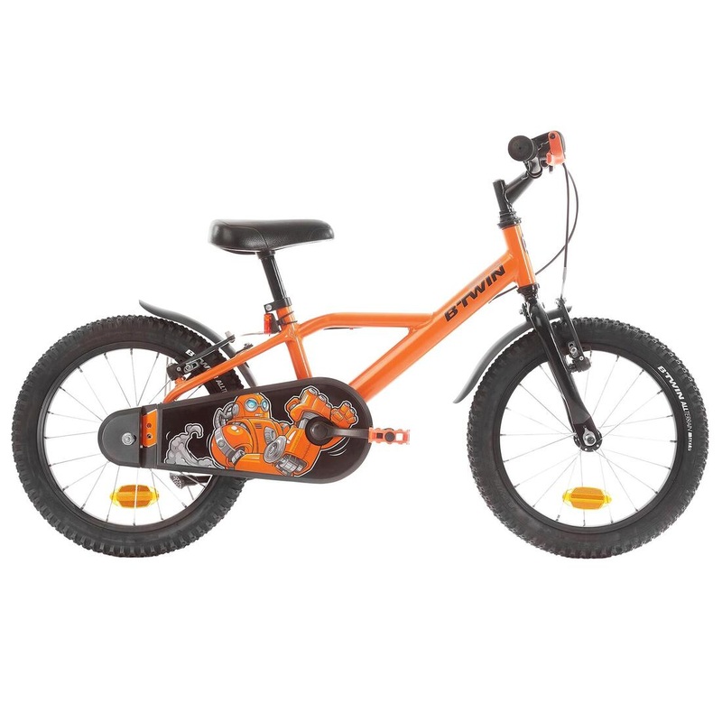 Kids’ 16-inch, chain guard, easy-braking bike, orange