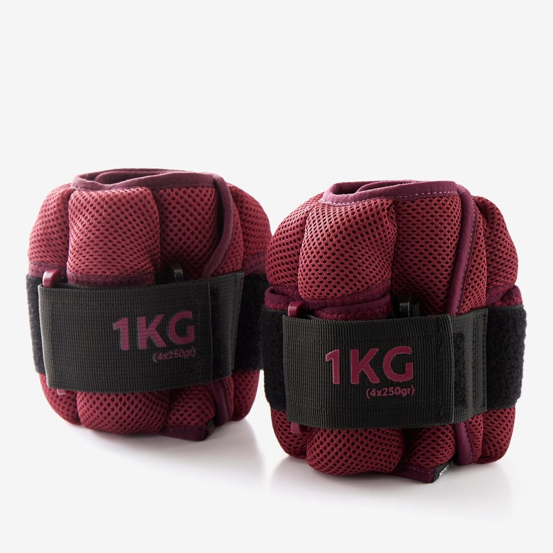 1 kg Adjustable Wrist / Ankle Weights Twin-Pack – Burgundy