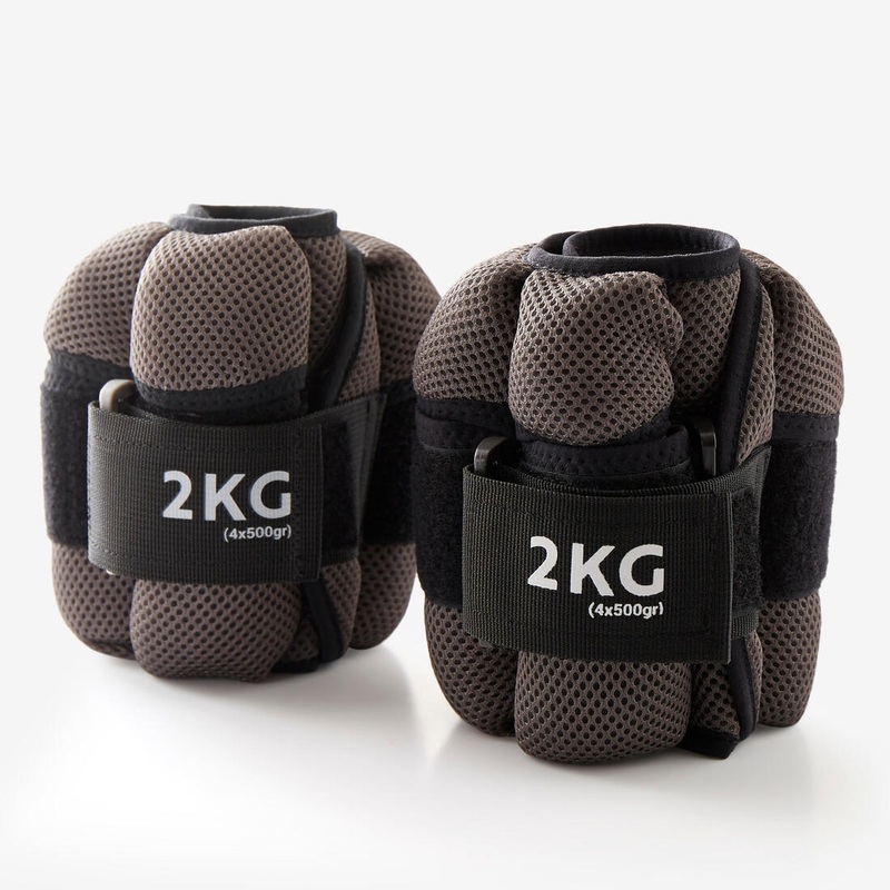2 kg Adjustable Wrist / Ankle Weights Twin-Pack – Grey