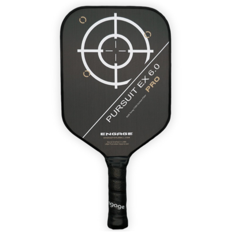 Engage Pursuit Pro EX 6.0 | Raw T700 Carbon Fiber Standard Pickleball Paddle (Arctic Gold)