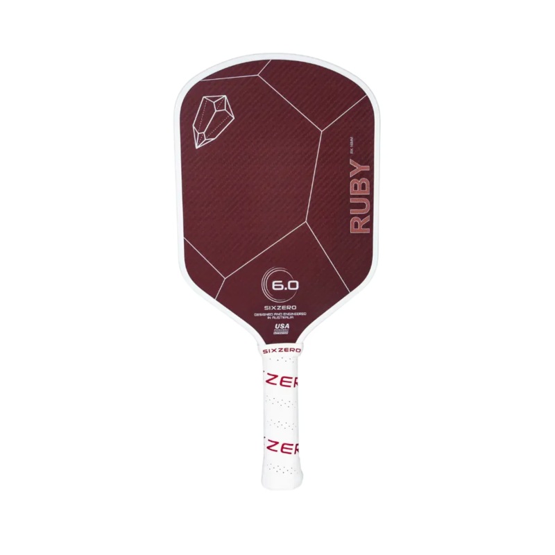 Six Zero Ruby 16MM Pickleball Paddle (White and Red)