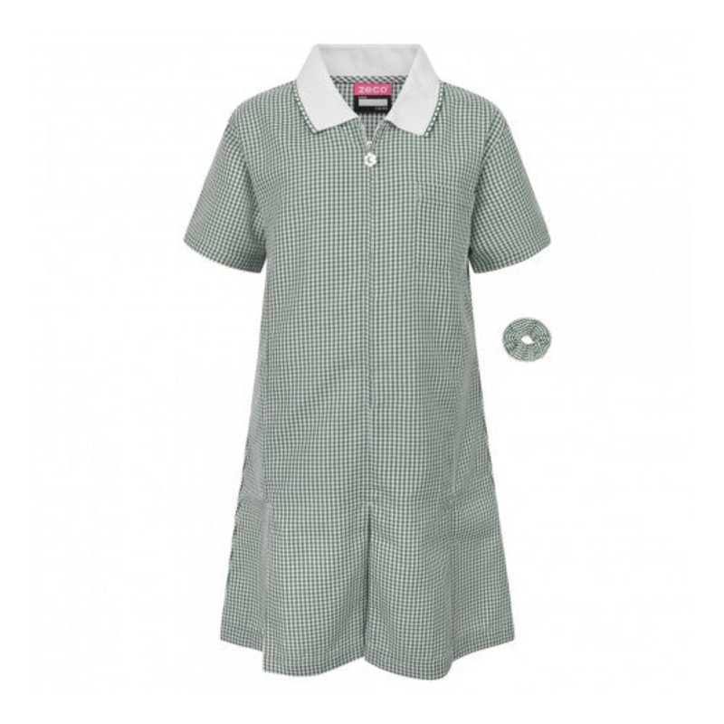 Zeco Gingham Dress (Bottle Green)